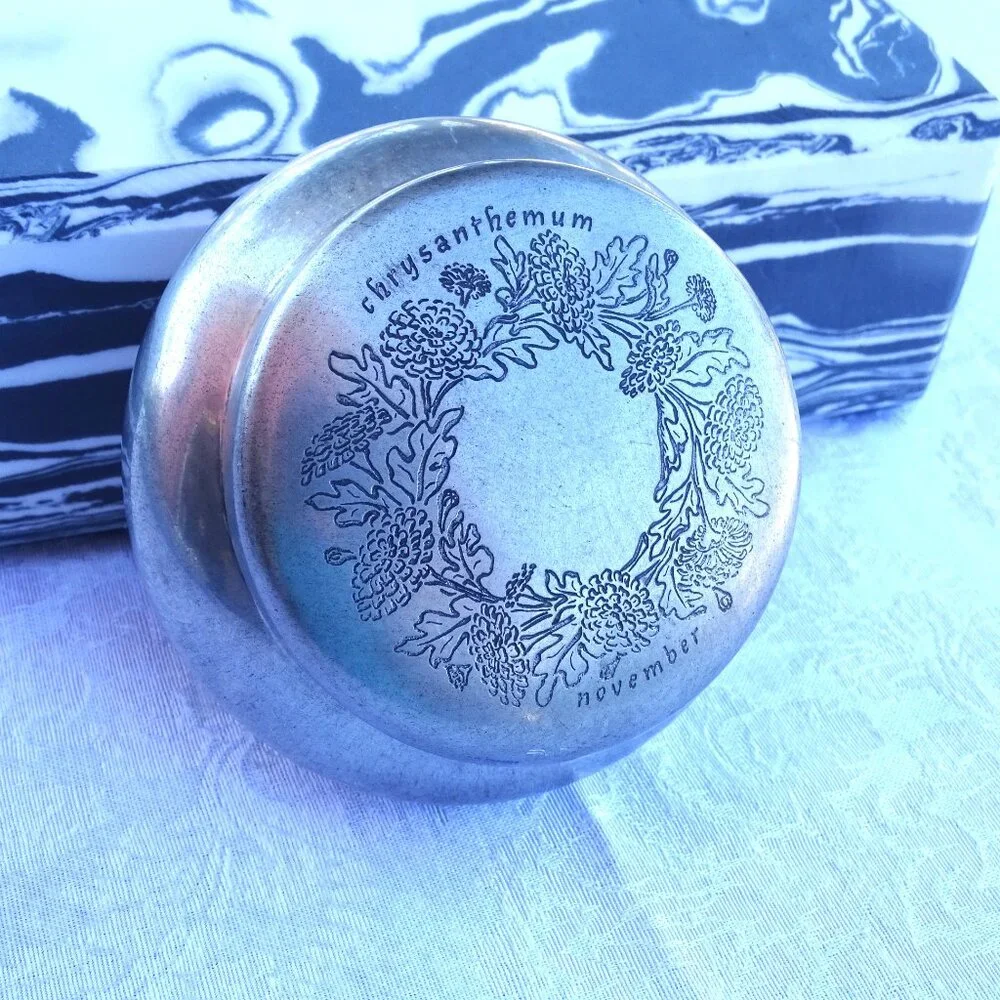 Vintage Kirk Stieff Pewter Velvet Lined Trinket Box